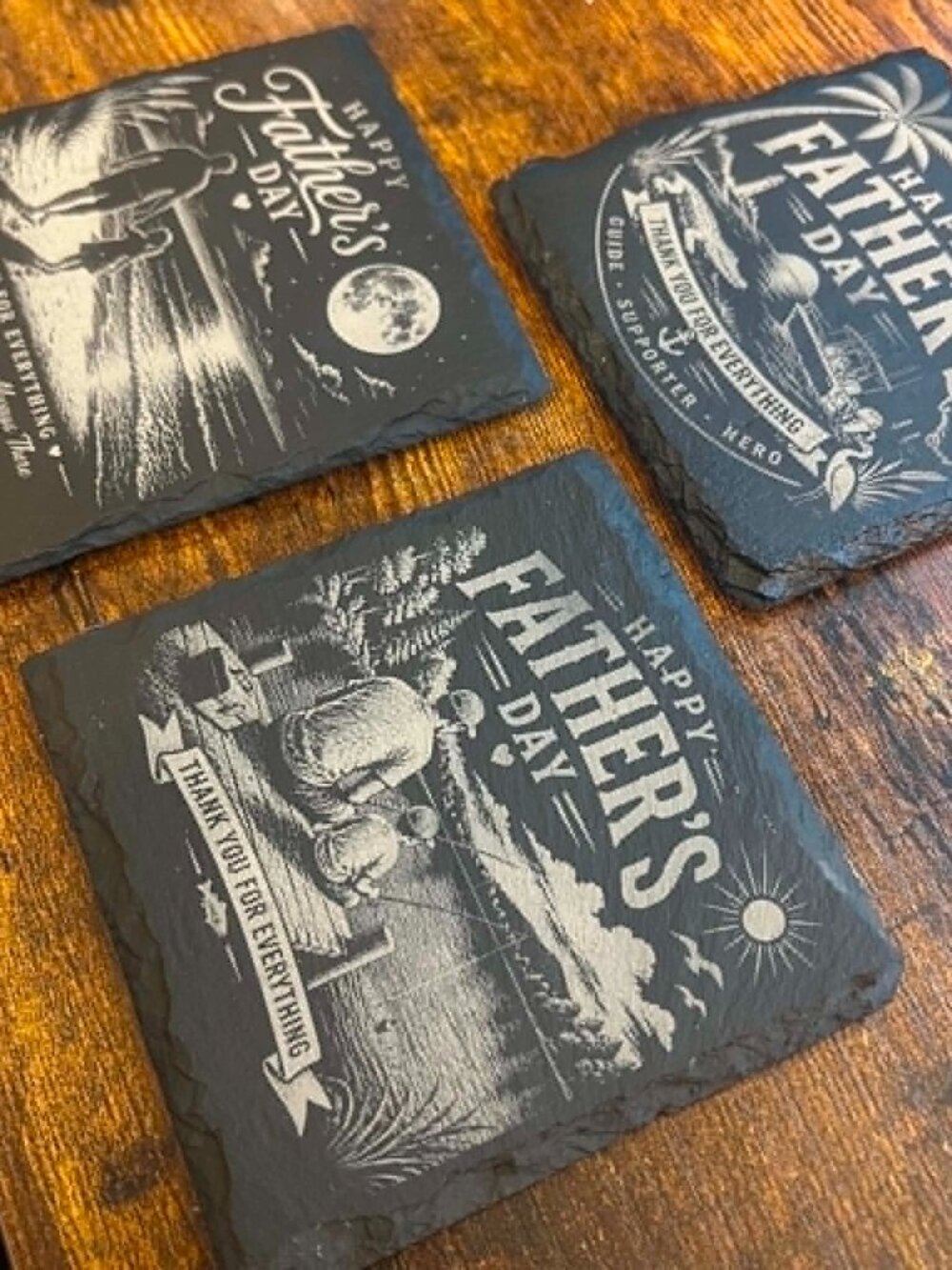 Father’s Day Slate Coaster | Fishing Beach Florida Dad Gift, Sold individually - Picture 5 of 5